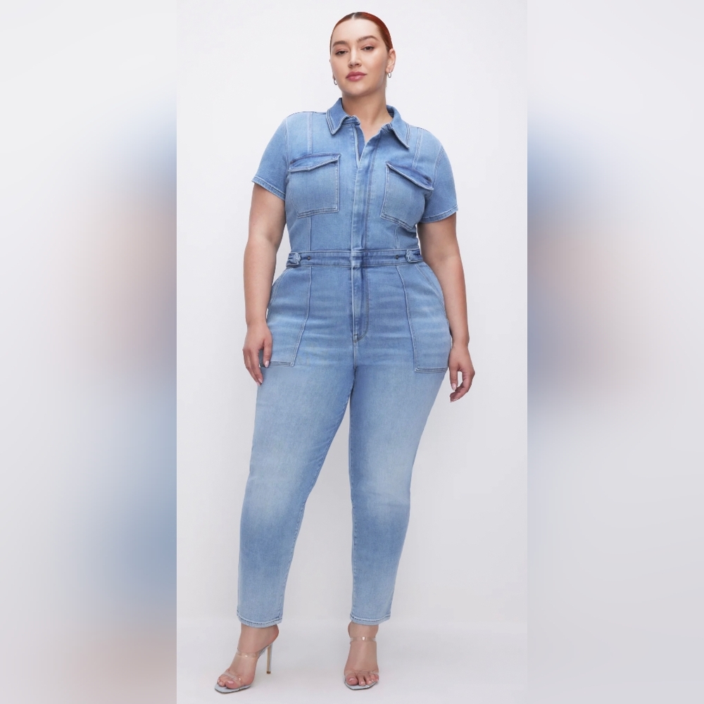 Good American - Fit For Success Denim Jumpsuit - Picture 4 of 8